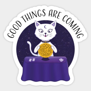 Good Things Are Coming: Magic Cat with a Crystal Ball Sticker